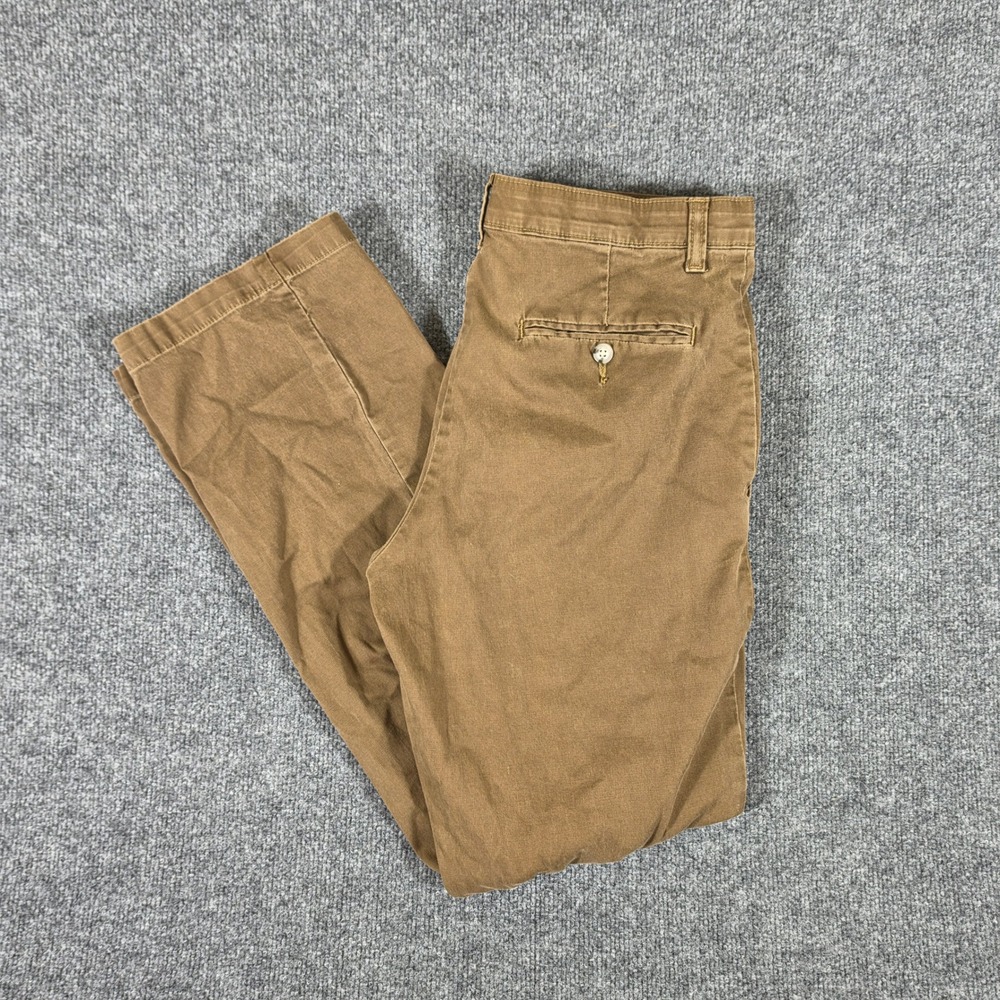 Lee Men Custom Fit Waistband Brown Chino Pants Straight Leg Tag 33x32 Act 31x31